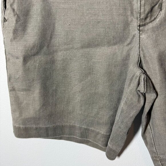 Anthropologie Level 99 Womens Green Linen Blend Shorts Sz 27 Chino Stretch - Picture 7 of 11